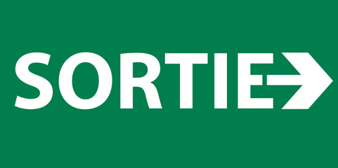 Panneau de sortie de secours stylis&eacute;e avec fl&egrave;che int&eacute;gr&eacute;e