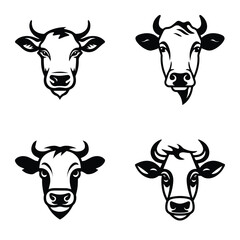 Cows1 Flat Icon Set Isolated On White Background