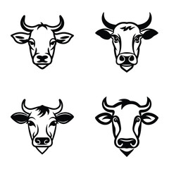 Cows1 Flat Icon Set Isolated On White Background