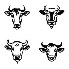 Cows1 Flat Icon Set Isolated On White Background