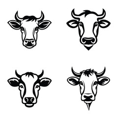Cows1 Flat Icon Set Isolated On White Background