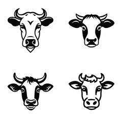 Cows1 Flat Icon Set Isolated On White Background