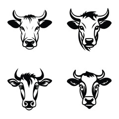 Cows1 Flat Icon Set Isolated On White Background