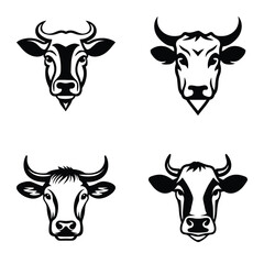 Cows1 Flat Icon Set Isolated On White Background