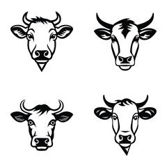Cows1 Flat Icon Set Isolated On White Background
