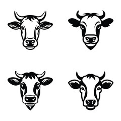 Cows1 Flat Icon Set Isolated On White Background