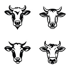 Cows1 Flat Icon Set Isolated On White Background