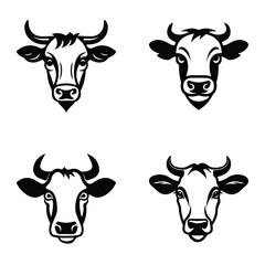 Cows1 Flat Icon Set Isolated On White Background