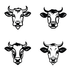 Cows1 Flat Icon Set Isolated On White Background