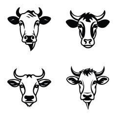 Cows1 Flat Icon Set Isolated On White Background