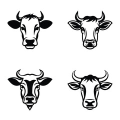 Cows1 Flat Icon Set Isolated On White Background