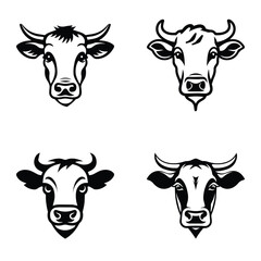 Cows1 Flat Icon Set Isolated On White Background