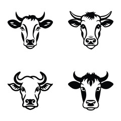 Cows1 Flat Icon Set Isolated On White Background