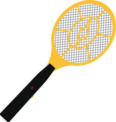 Electric mosquito swatter icon. Yellow Mosquito electric racket sign. flat style.
