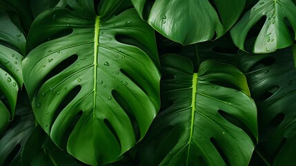 Monstera leaves, background of flower and plant enthusiasts, green plants