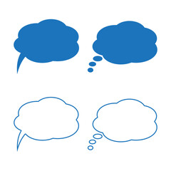 Speech or think bubble, empty communication cloud. Vector design element.