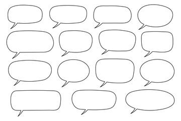 Fototapeta premium Speech bubble, speech balloon, chat bubble line art vector icon for apps and websites. Set of hand drawn speech bubbles.