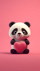 panda with heart