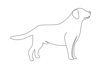  Dog in one continuous line drawing. Isolated on white background vector illustration. Premium vector. 