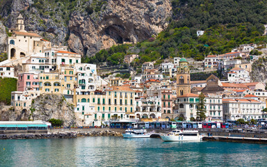 Fototapeta na wymiar Amalfi in Campania, most popular travel and holyday destination in Europe