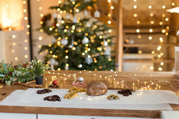 Making gingerbread cookies at Christmas kitchen