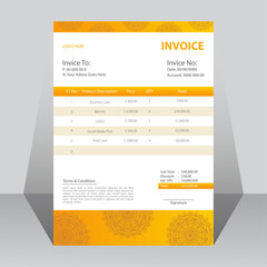 Corporate invoice design template with yellow color.