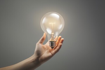 hand holding a light bulb. conceptual image. 