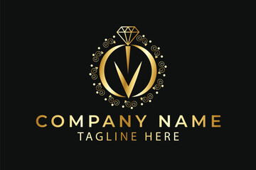 Diamond logo, Ring logo, luxury logo, VM logo