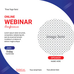 Online webinar social media banner template design for business conference.