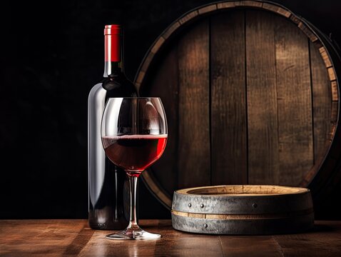 glass of redvine on dark wooden background. conceptual image. 