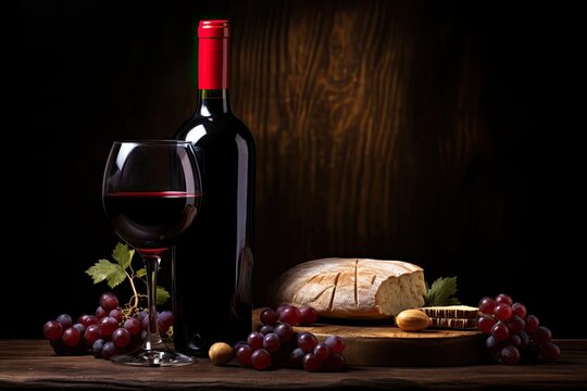 glass of redvine on dark wooden background. conceptual image. 