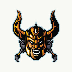 Viking knight head retro illustration mascot