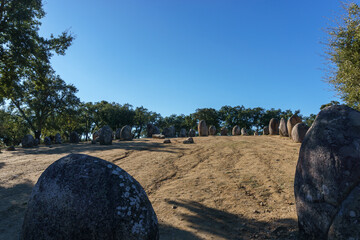 Almendres cromlech ancient prehistoric stone circle is the most important of the iberian peninsula...