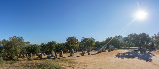 Almendres cromlech ancient prehistoric stone circle is the most important of the iberian peninsula...