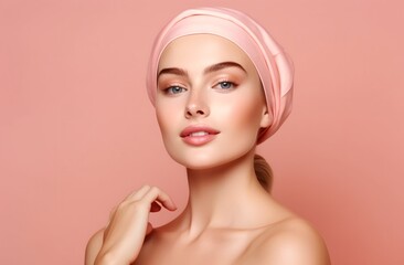 Beauty woman face, perfect skin care routine.