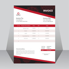 Creative modern invoice design template with red and black color.