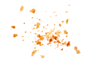 Pile cake crumbs, cookie flying isolated on white, clipping path