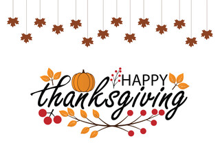 Happy thanksgiving day. Vector banner, greeting card with text Happy thanksgiving day