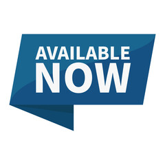 Available Now In Blue Rectangle Ribbon Shape For Promotion Business Marketing Social Media
