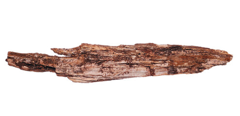 Old rotten piece of wood, board isolated on white, clipping path