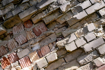 brick wall, ruined, damaged building