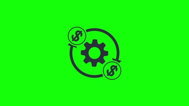 Financial management. Process. Animated icon on a green background, 4K.