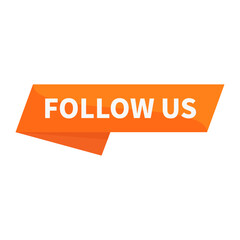 Follow Us In Orange Rectangle Parallelogram Shape For Advertisement Business Marketing Social Media
