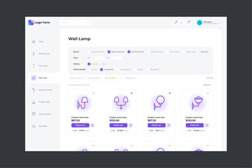 Light lamp online shopping mall product list UI design