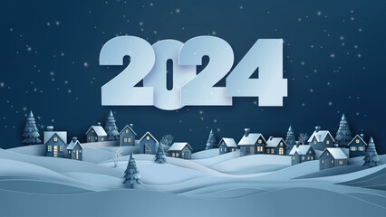 Fototapeta na wymiar Merry Christmas and Happy New Year 2024,