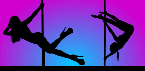 pole dance, ilustración, silueta, vector, mujer, baile