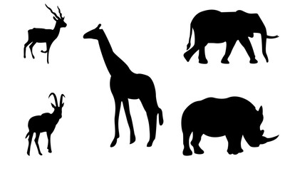 animals silhouettes and vector set (black and white)