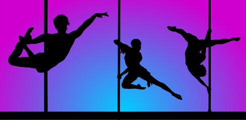 pole dance, ilustraci&oacute;n, silueta, vector, mujer, baile