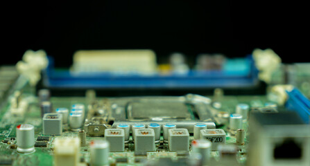 close up of a computer motherboard