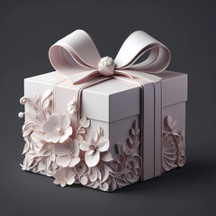 white wedding present box with flowers